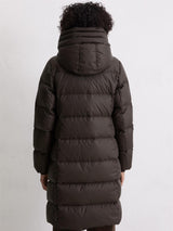 Coat, down filled, with hood, Dark Coffee
