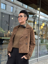 Suede Short Trenchcoat, Brown