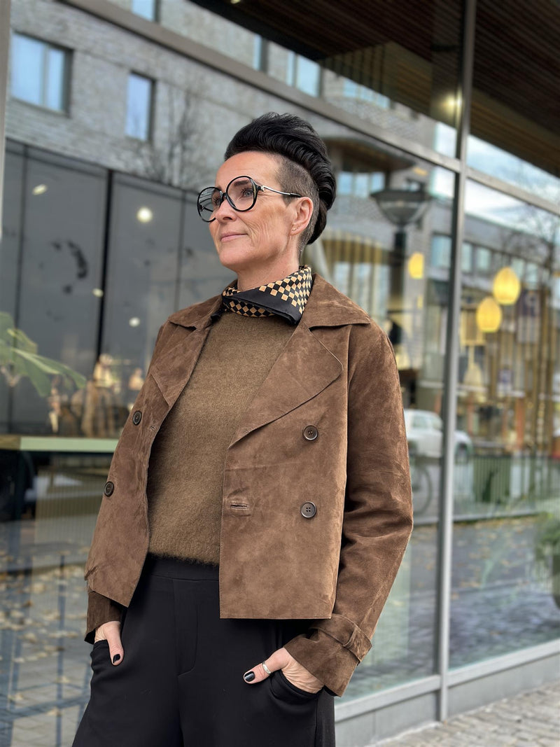 Suede Short Trenchcoat, Brown