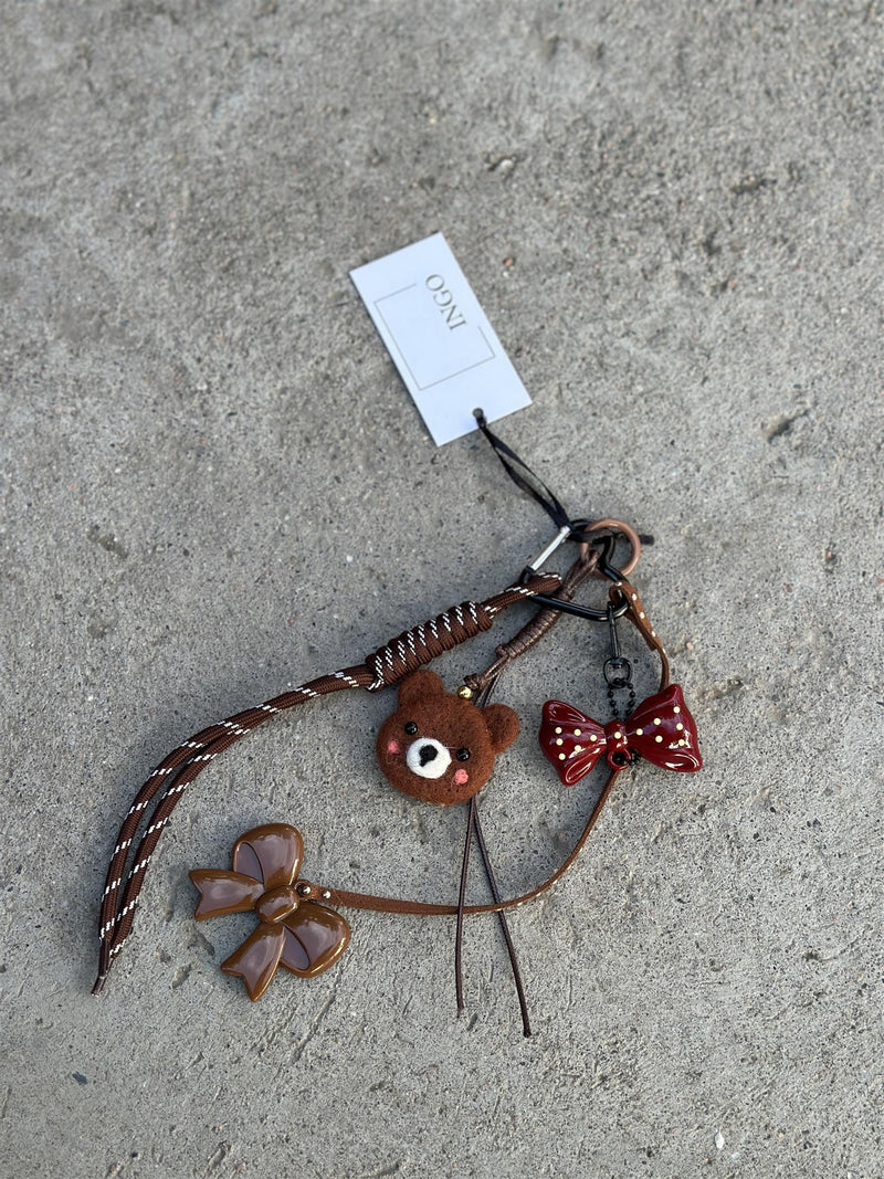 Bag Charm, Red Bow Teddy Bear