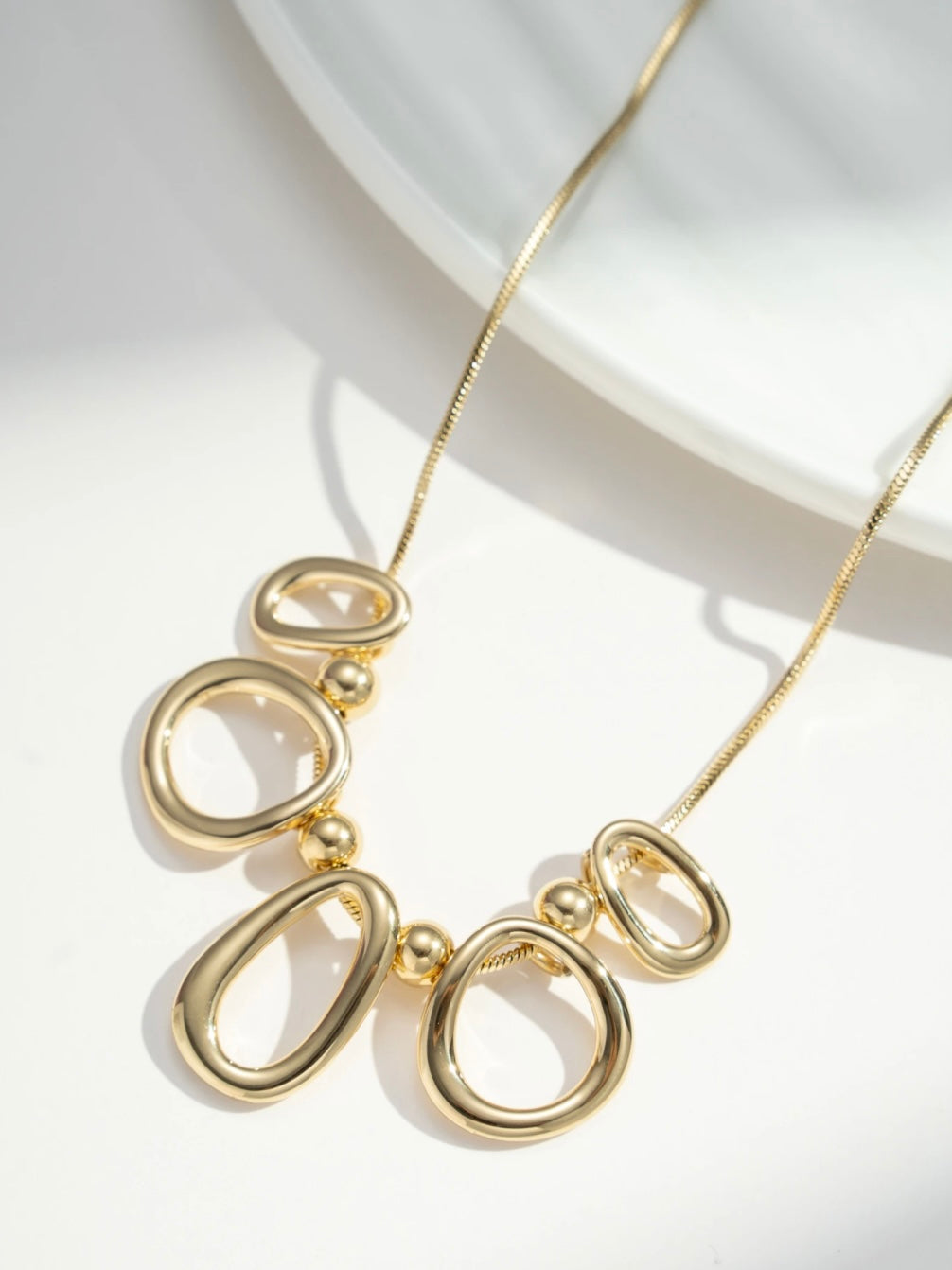 Necklace, Gold -toned organic shape