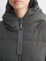 Puffer coat, with hood, side slits with zipper, Light Graphite