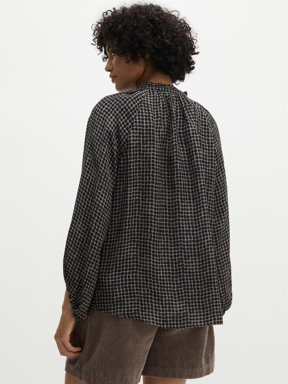 Woven Blouse Longsleeve, Medium Brown