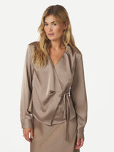 Caprina Heavy Sateen Blouse, Taupe