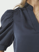 Roella Heavy Sateen Blouse, Midnight Blue