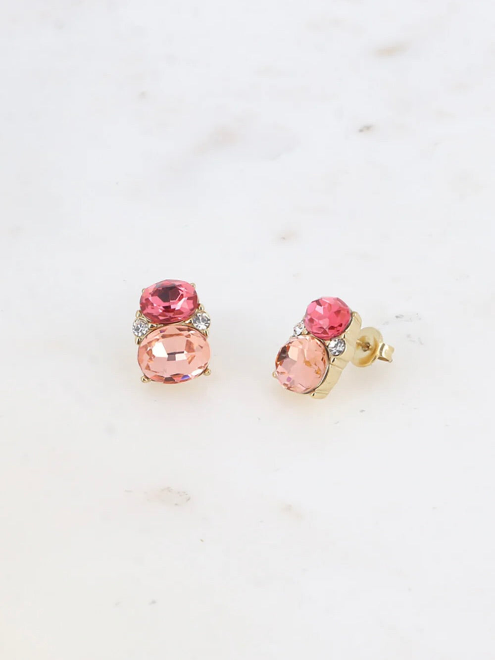 Earrings, Cut crystals, Rose