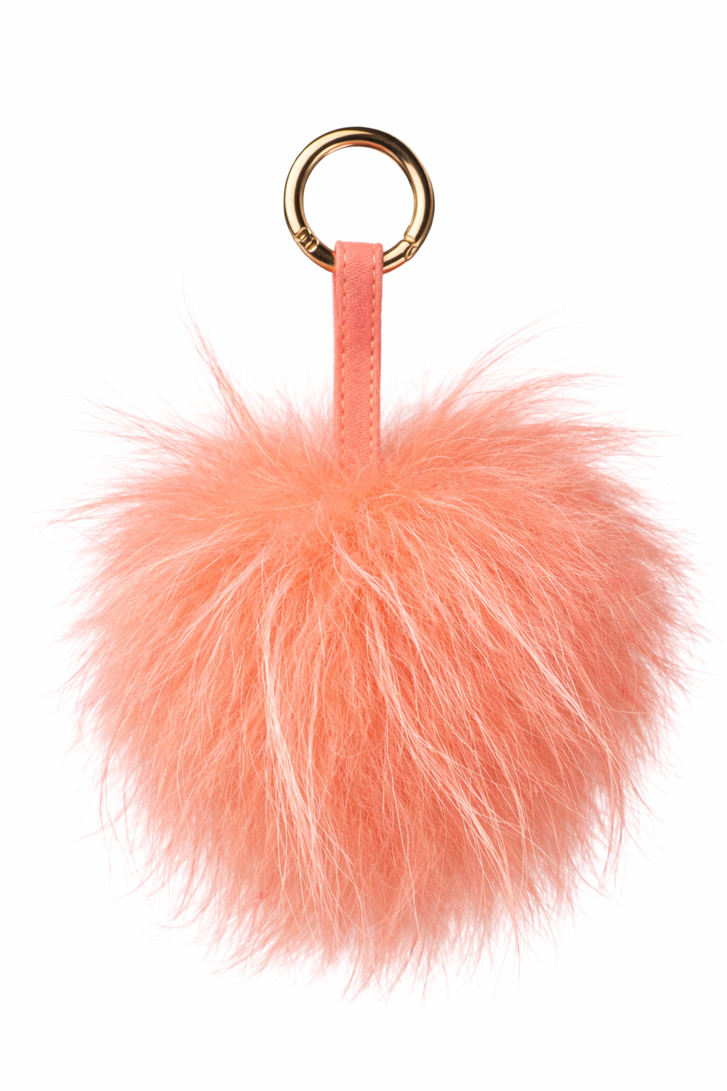 Raccoon Key Ring Pom Pom, coral