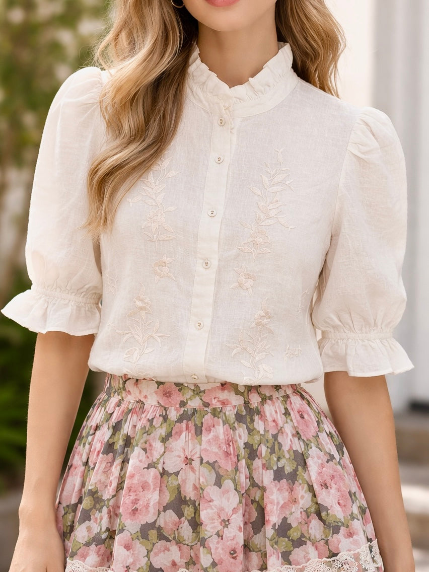 Linen Embroidered Blouse