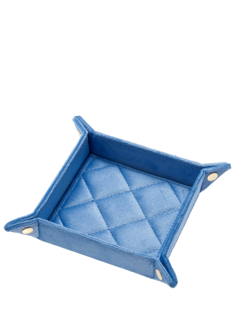 Velvet Quilted Jewellery Tray Small, Ibiza Blue