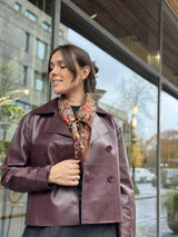 Short Leather Trenchcoat, Bordeaux