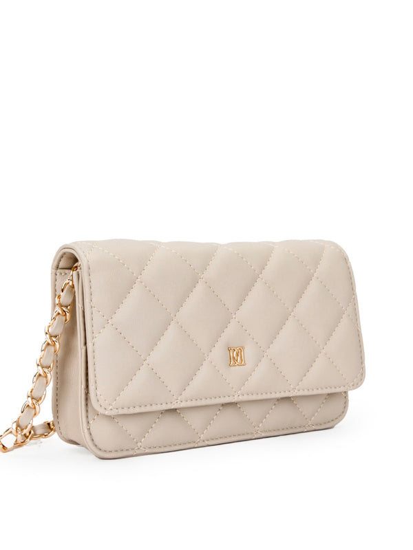 Leather Quilted Mini Bag, Sand