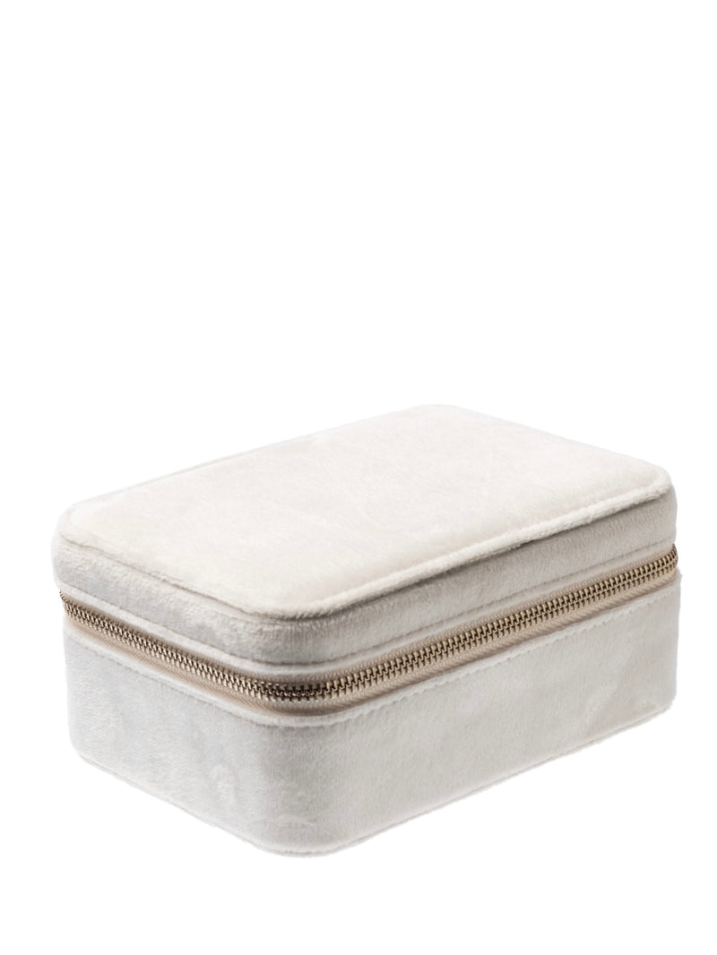 Velvet Jewellery Box, Off White