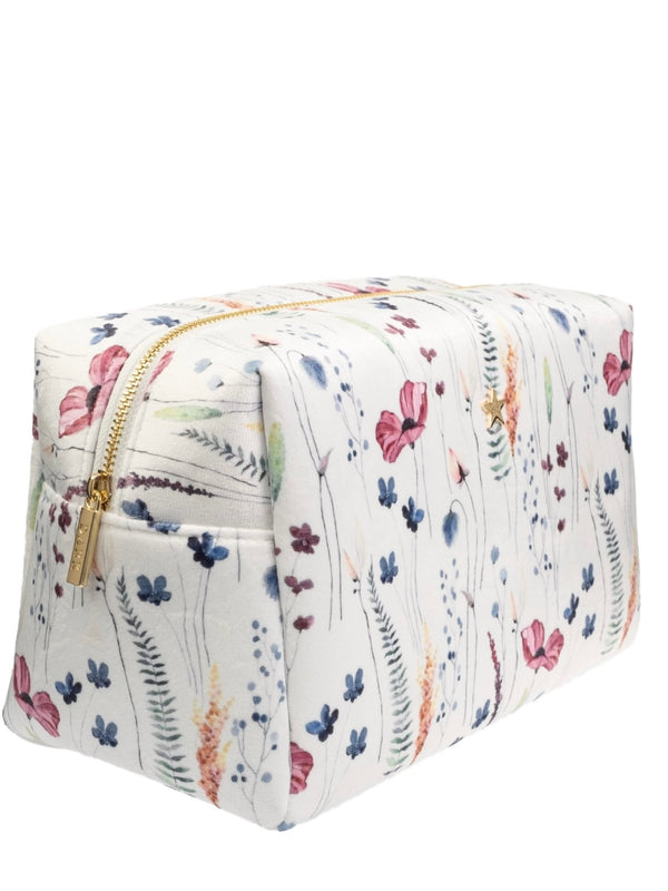 Large Velvet Square Make-Up Pouch, Flower