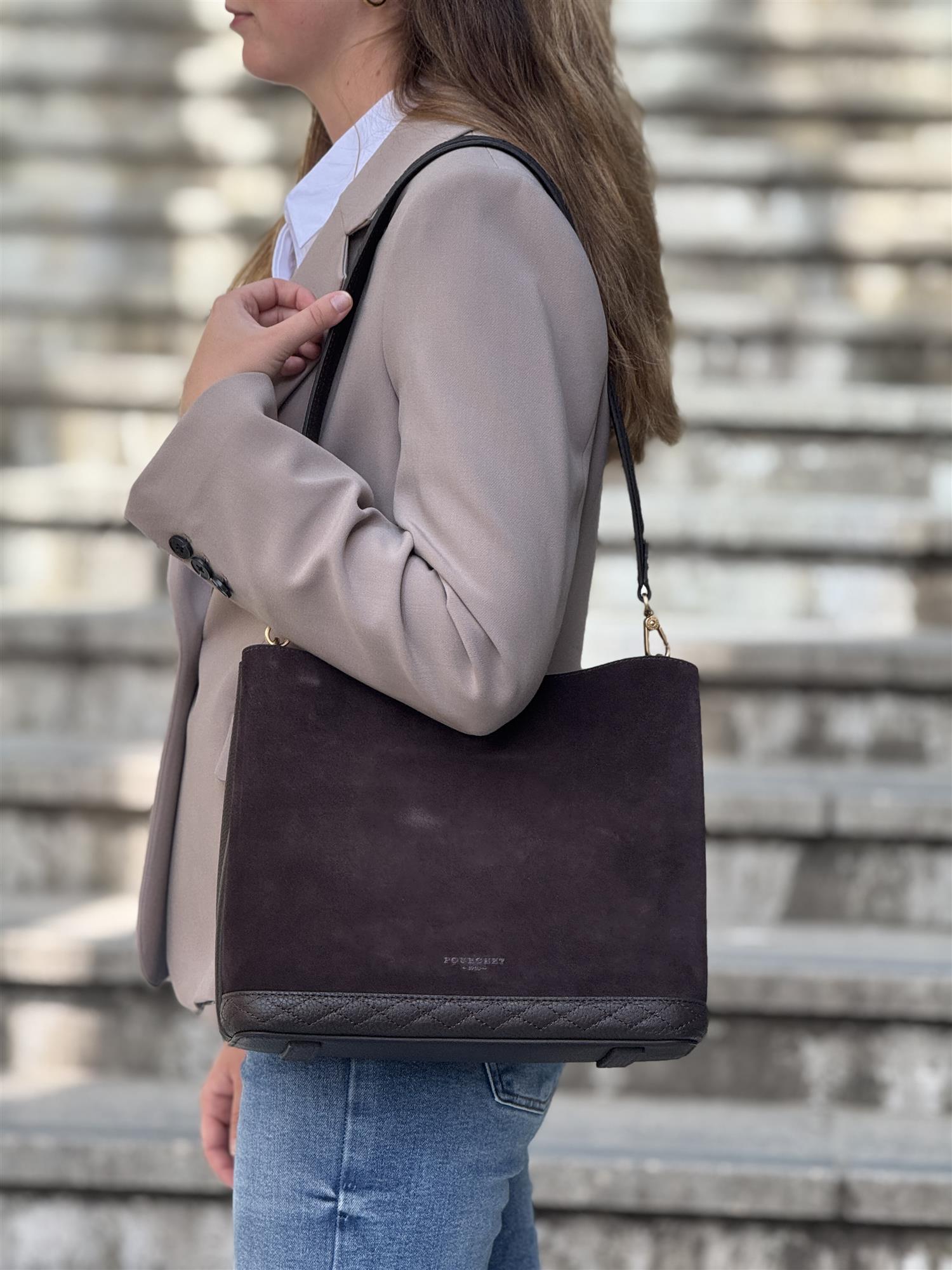 Manhattan, Large Suede, Marron