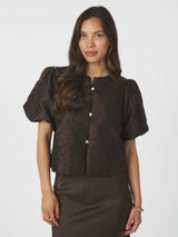 Aisa Brocade Blouse, Dark Brown