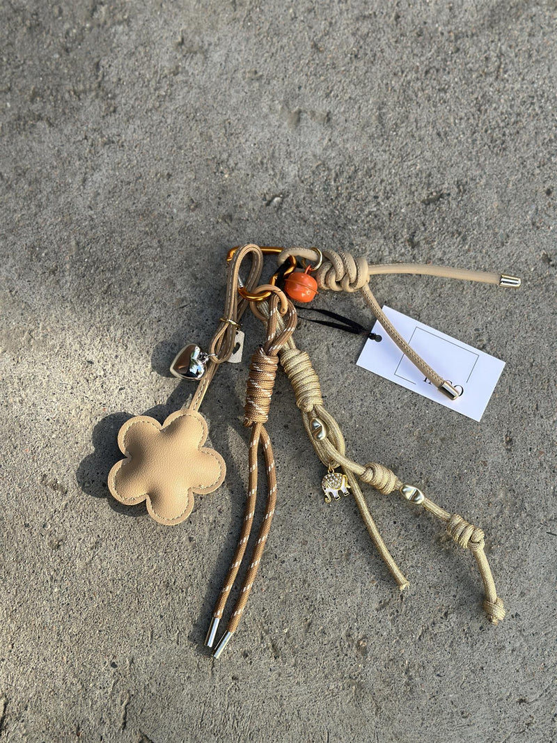 Bag Charm, Taupe Bell Flower