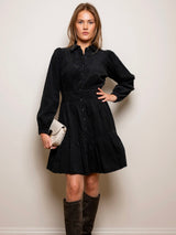 Vicky Dress, Oil Black Corduroy