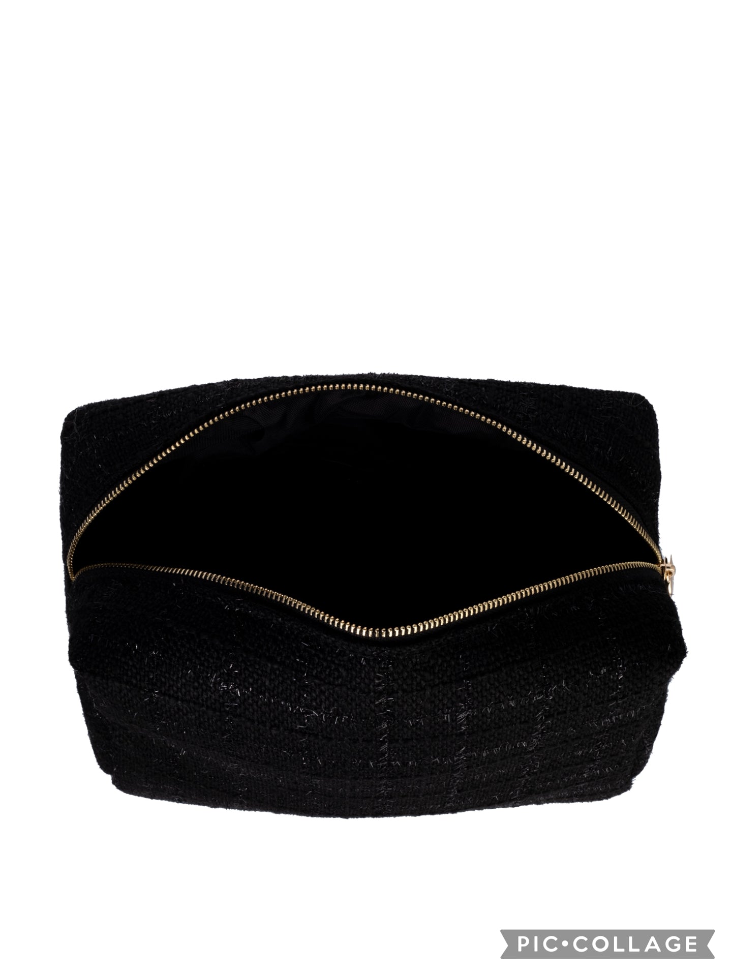 Tweed Make-Up Pouch Large, Black