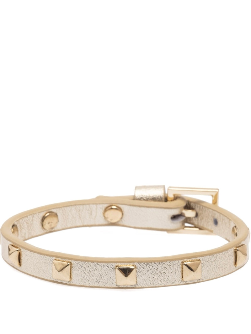 Mini Leather Stud Bracelet, Gold Metallic