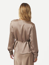 Caprina Heavy Sateen Blouse, Taupe