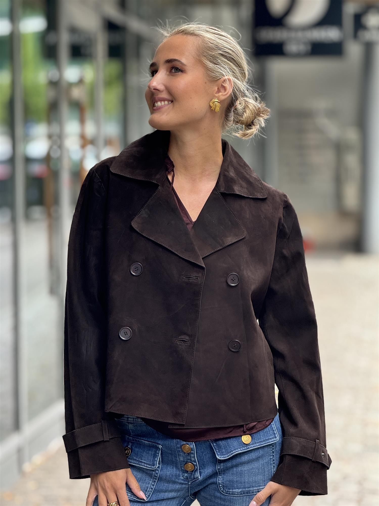 BTF Jolie Suede Jacket, Dark Brown