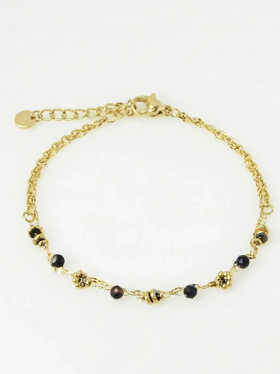 Bracelet, Double-layer, natural stones, Black