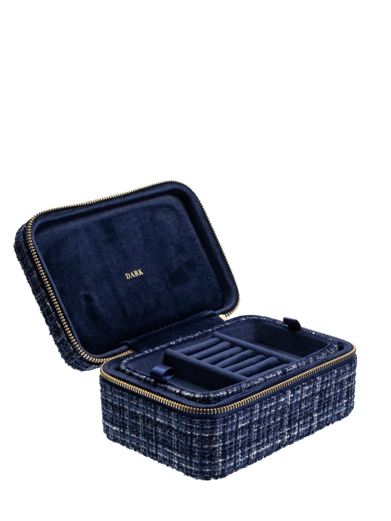 Tweed Jewellery Box, Navy Blue