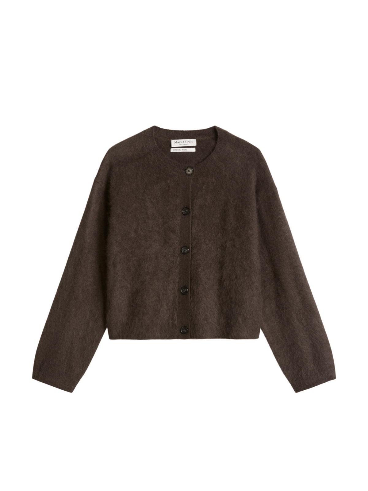 Cardigan, Round-neck, Burnt Coffee