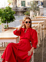 Amy Embroidered Blouse City Red Poplin