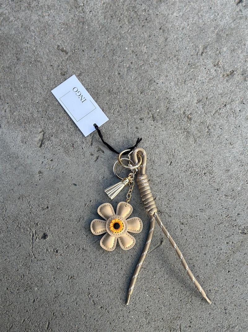 Bag Charm, Beige Flower Power