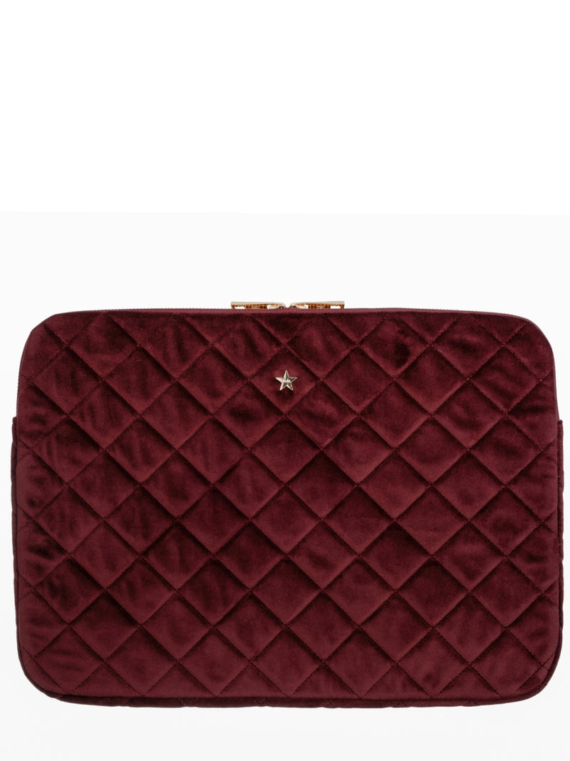 Velvet Quilted Mac Cover, Maroon