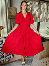 Maria Dress, City Red Poplin