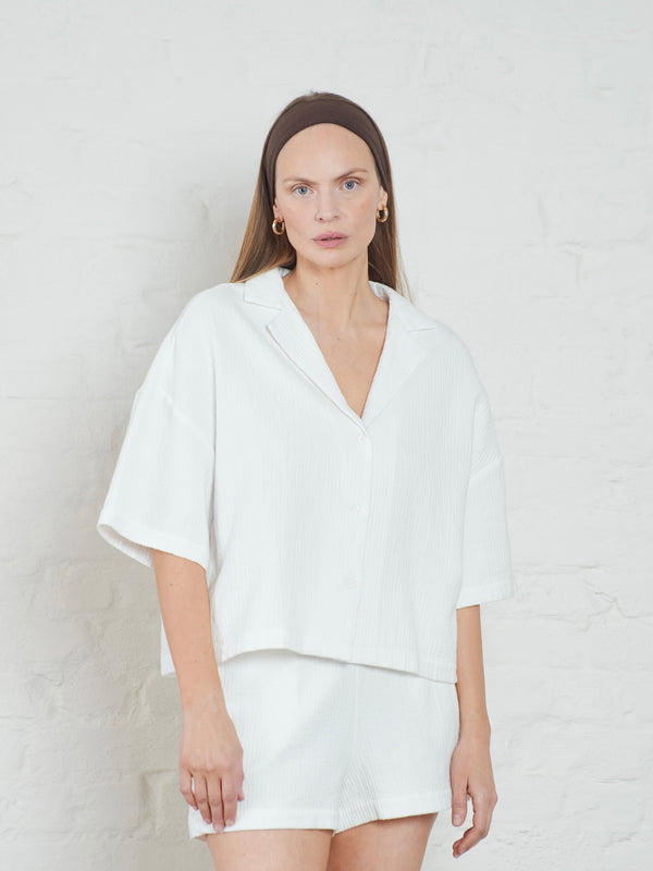 DELOS Quilted Cotton, Shirt, White
