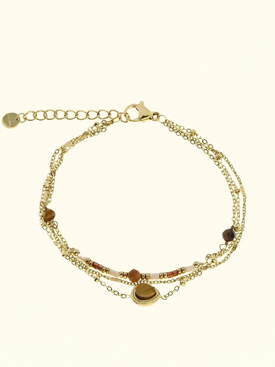 Bracelet, 3 row, natural stones, Maroon
