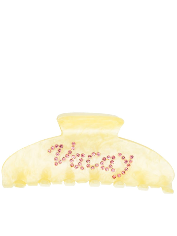 Text Hair Claw, "Vacay" Pale Yellow