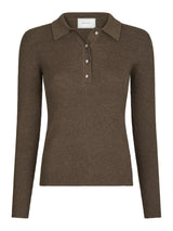 Panama Knit Blouse,Brown