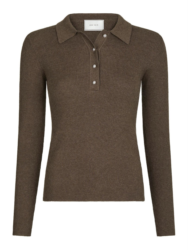 Panama Knit Blouse,Brown