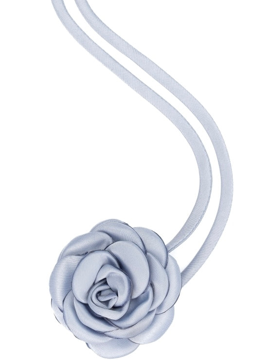 Satin Rose Brooch Small, Light Blue