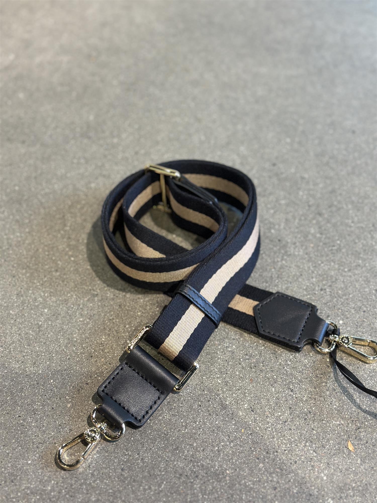 Stripes Cotton Strap, Noir/Taupe
