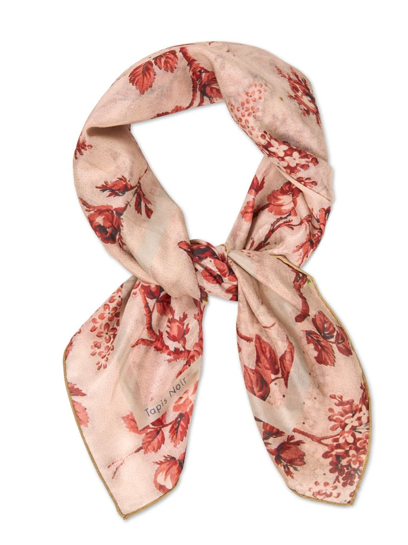 Light Red Flower Toile Scarf, Red