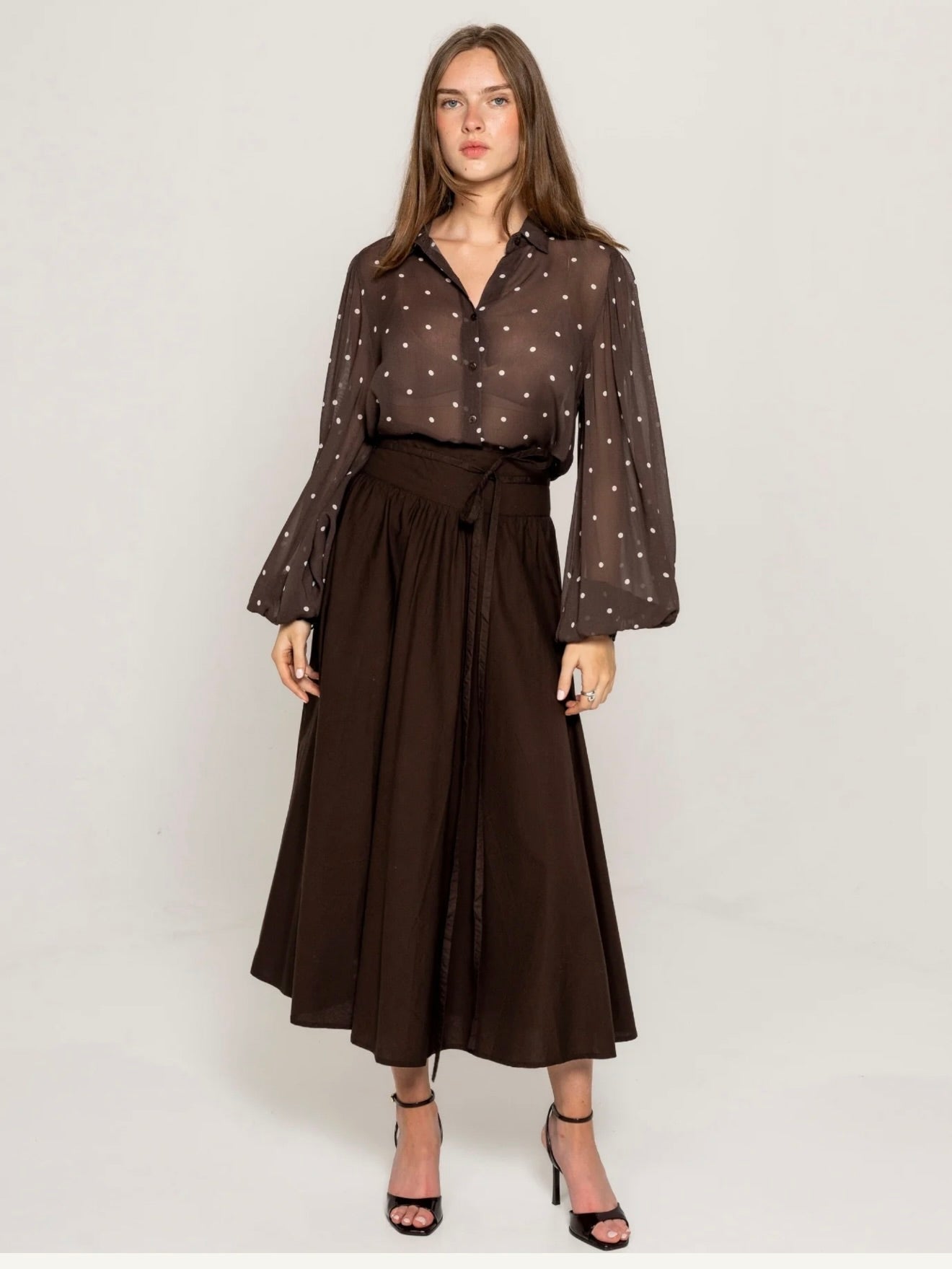 Anaya Shirt French Dot, Brown