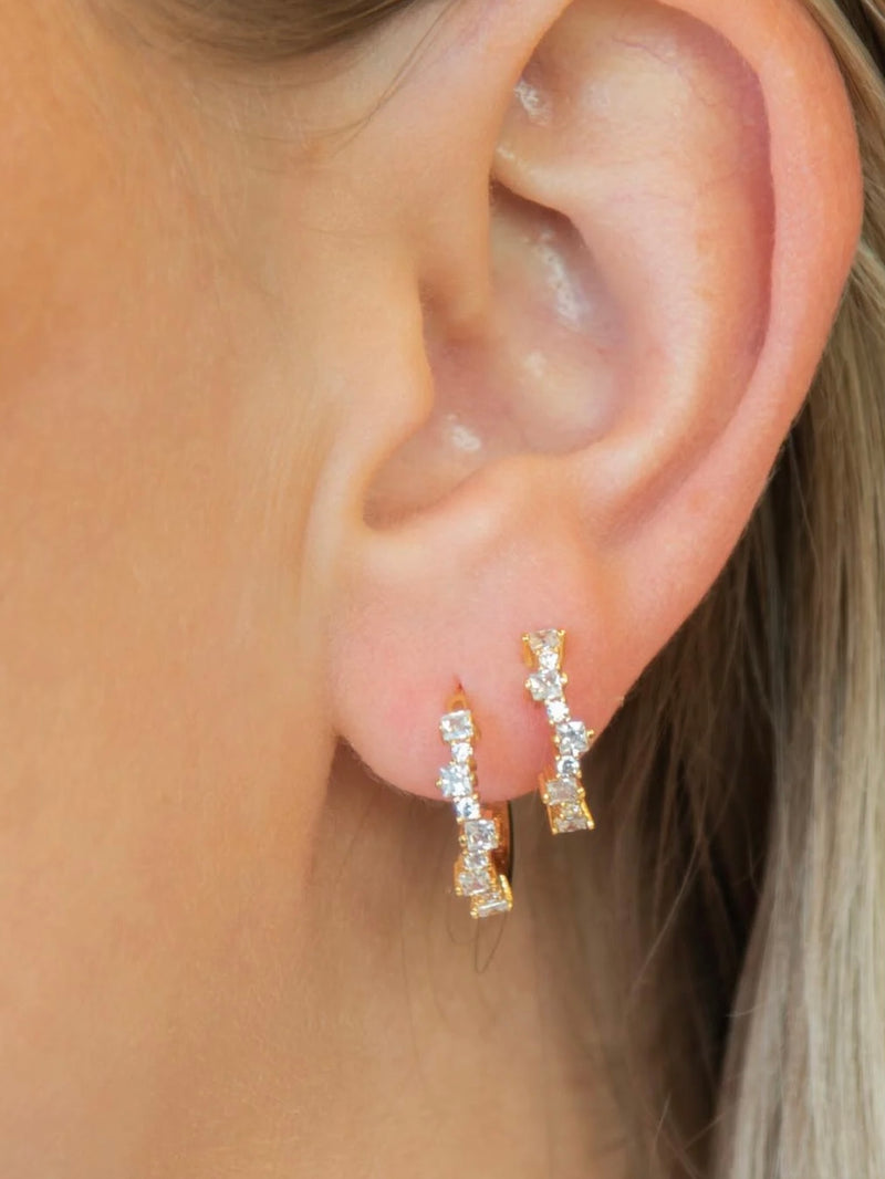 Earring, Mixed Medium Hoops, White