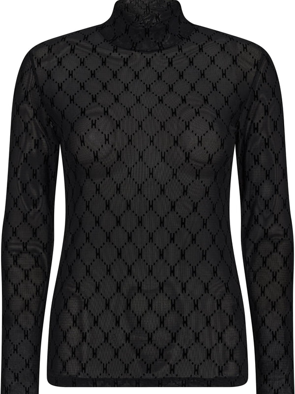 Mesh Turtle Neck, Black