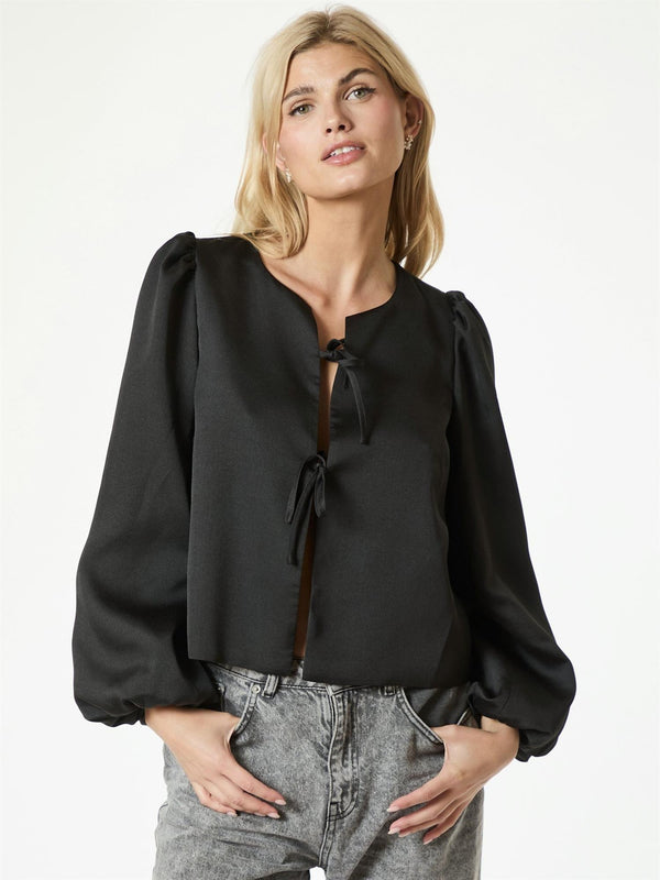 Daliska Dull Satin Blouse, Black