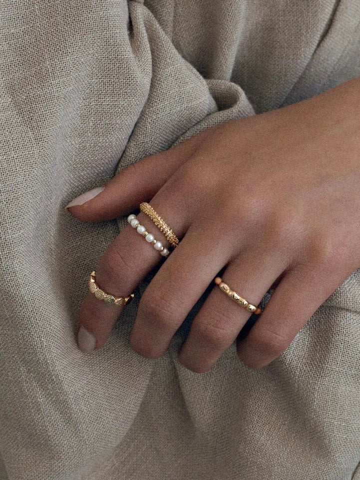 Pearl and Gold Bead Ring