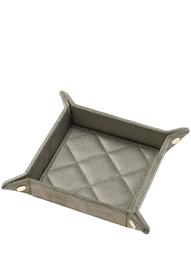 Velvet Quilted Jewellery Tray Small, Milieu Green