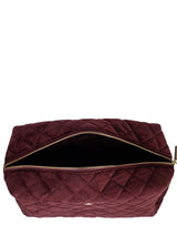 Velvet Square Quilted Make-Up Pouch Large, Maroon