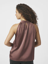 Rosette heavy Sateen Top, Dark Rose