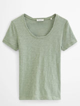 T-shirt, deep round neck twisted, Green