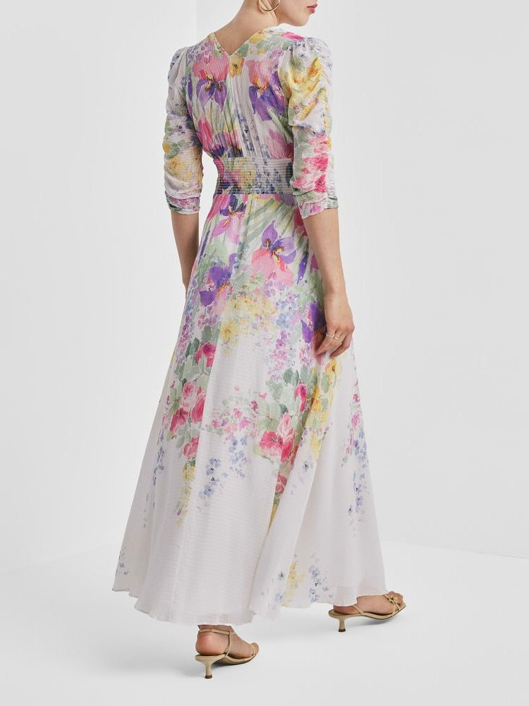 Dotted Georgette Button-Down Dress